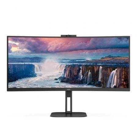 Monitor Profesional Curvo Ultrapanorámico AOC CU34V5CW/BK 34'/ UWQHD/ Webcam/ Multimedia/ Regulable en altura/ Negro